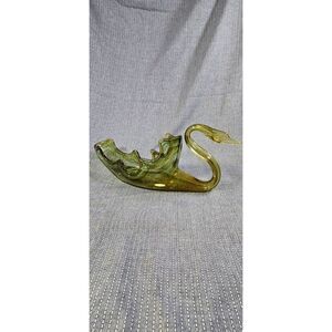 Vintage Hand-Blown Art Glass Swan Dish